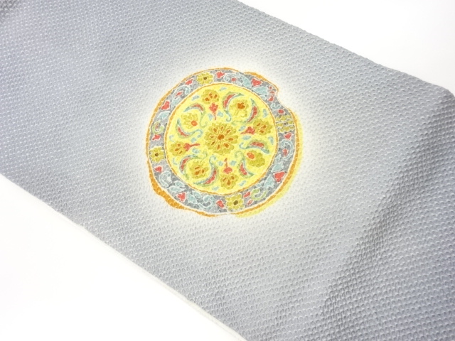 本総絞り丸文に草花模様名古屋帯